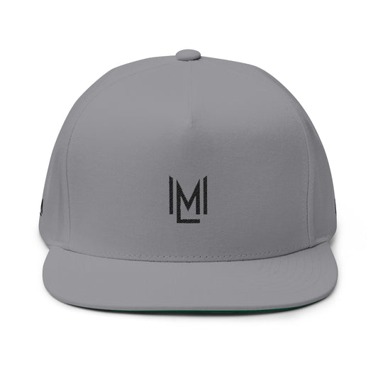 Minimal ML monogram Flat Bill Cap | embroidered logo snapback