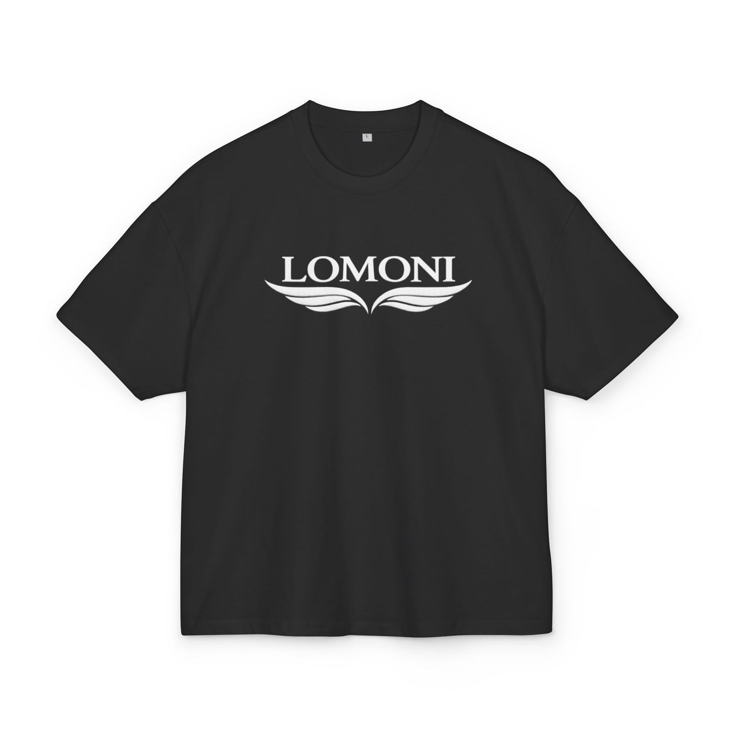LOMONI Logo T-Shirt — Minimal Monogram Tee with Wing Emblem