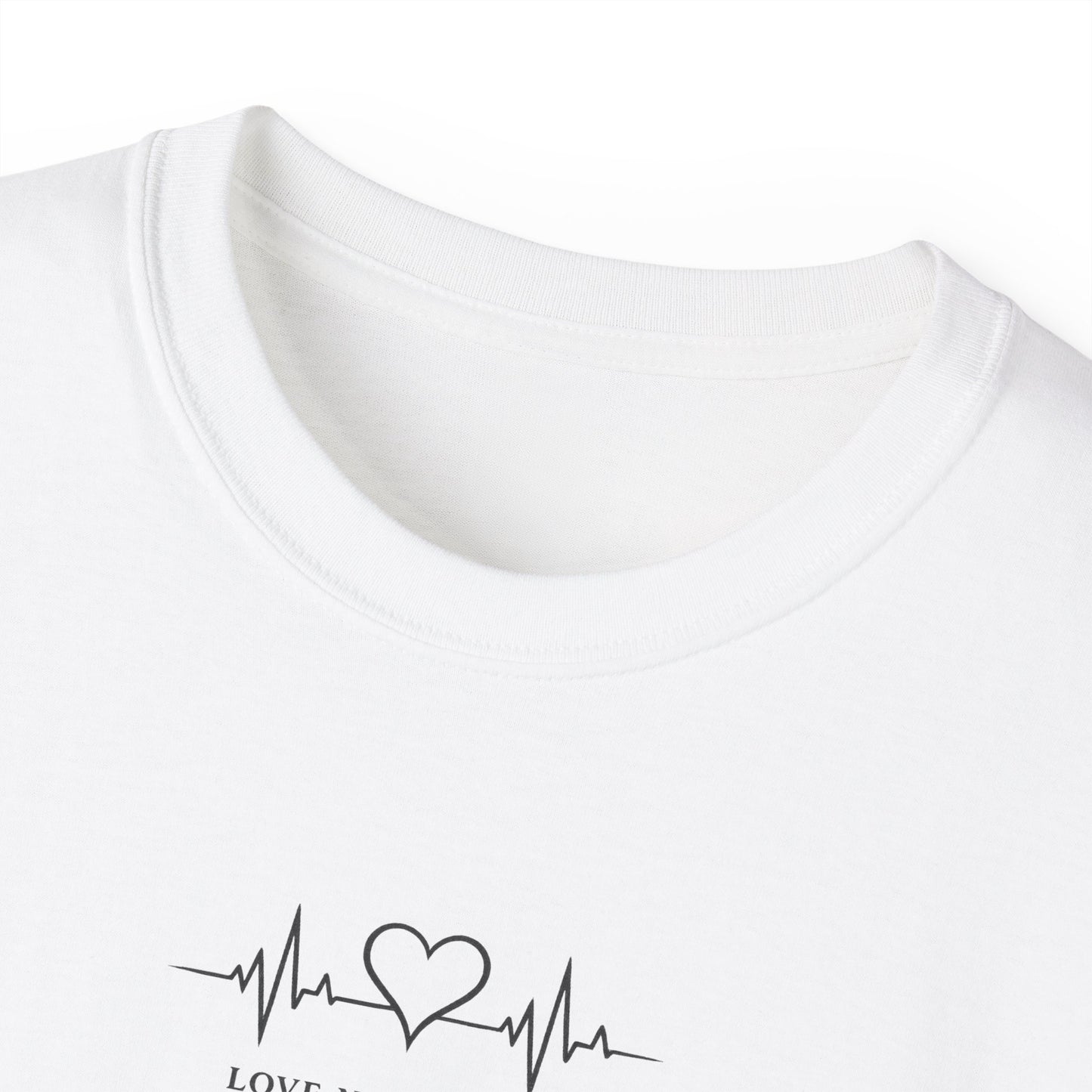 Heartbeat EKG Tee — 'Love & Music' Minimal Graphic T-Shirt