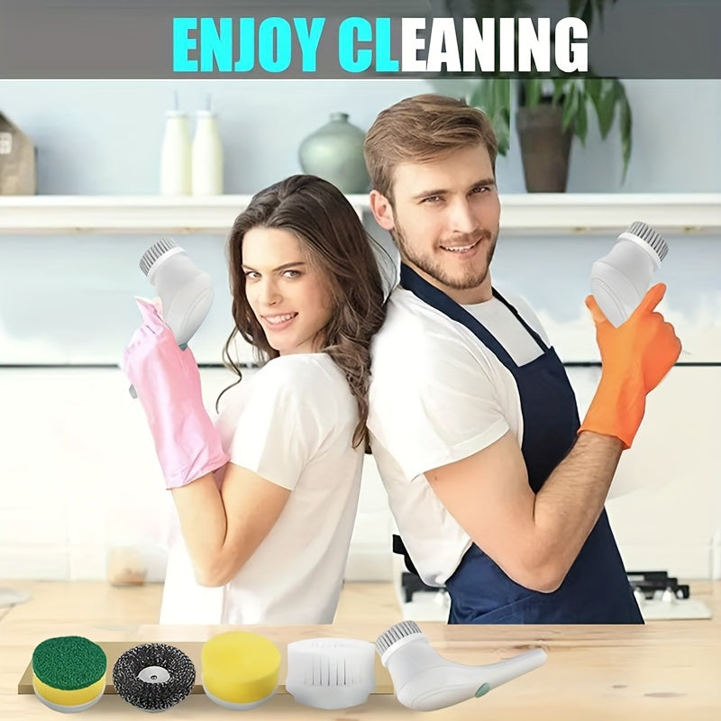 Set, Electric Scrubber With 5 Replaceable Brush Heads, Portable Spin Scrubber, Cordless Handheld Cleaning Brush For Bathroom/Tub/Wall Tiles/ Floor/Kitchen