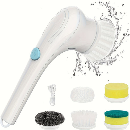 Set, Electric Scrubber With 5 Replaceable Brush Heads, Portable Spin Scrubber, Cordless Handheld Cleaning Brush For Bathroom/Tub/Wall Tiles/ Floor/Kitchen