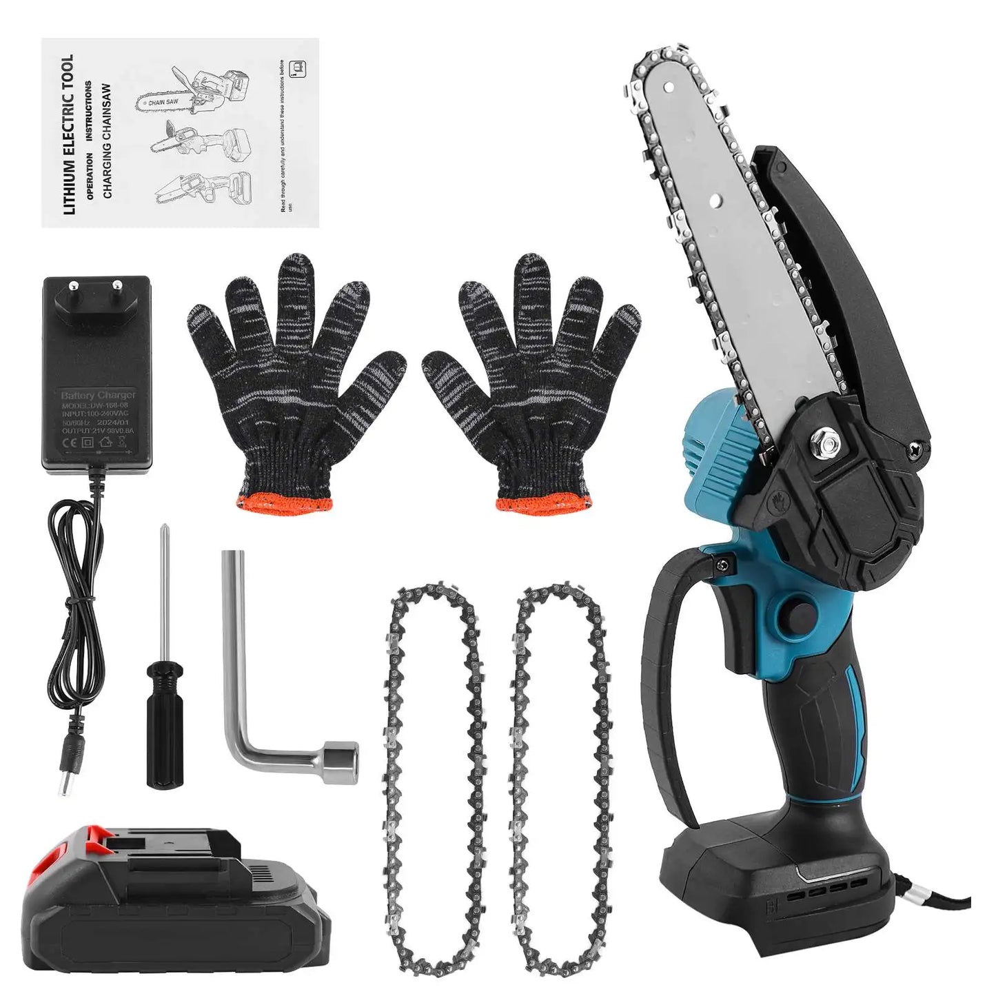 6 Inch Brushless Chain Saw Mini Handheld Pruning Chainsaw Woodworking Electric Saw Cutting Power Tool for Makita 18V Battery