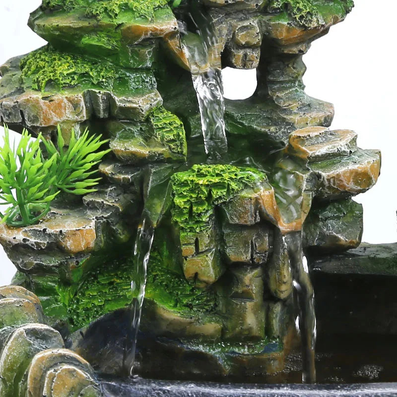 Wealth Feng Shui Company Office Tabletop Ornaments Desktop Flowing Water Waterfall Fountain With Color Changing LED Lights Spray
