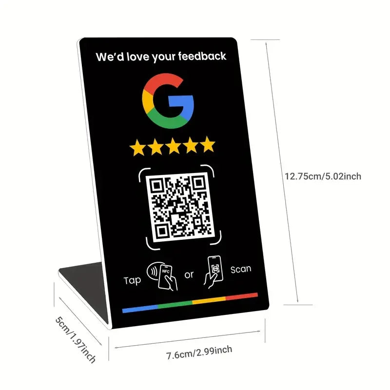 NFC215 Programmable QR Code for Google Review Card NFC Station Table 13.56Mhz Can Be Independently Set To Link Standing Card
