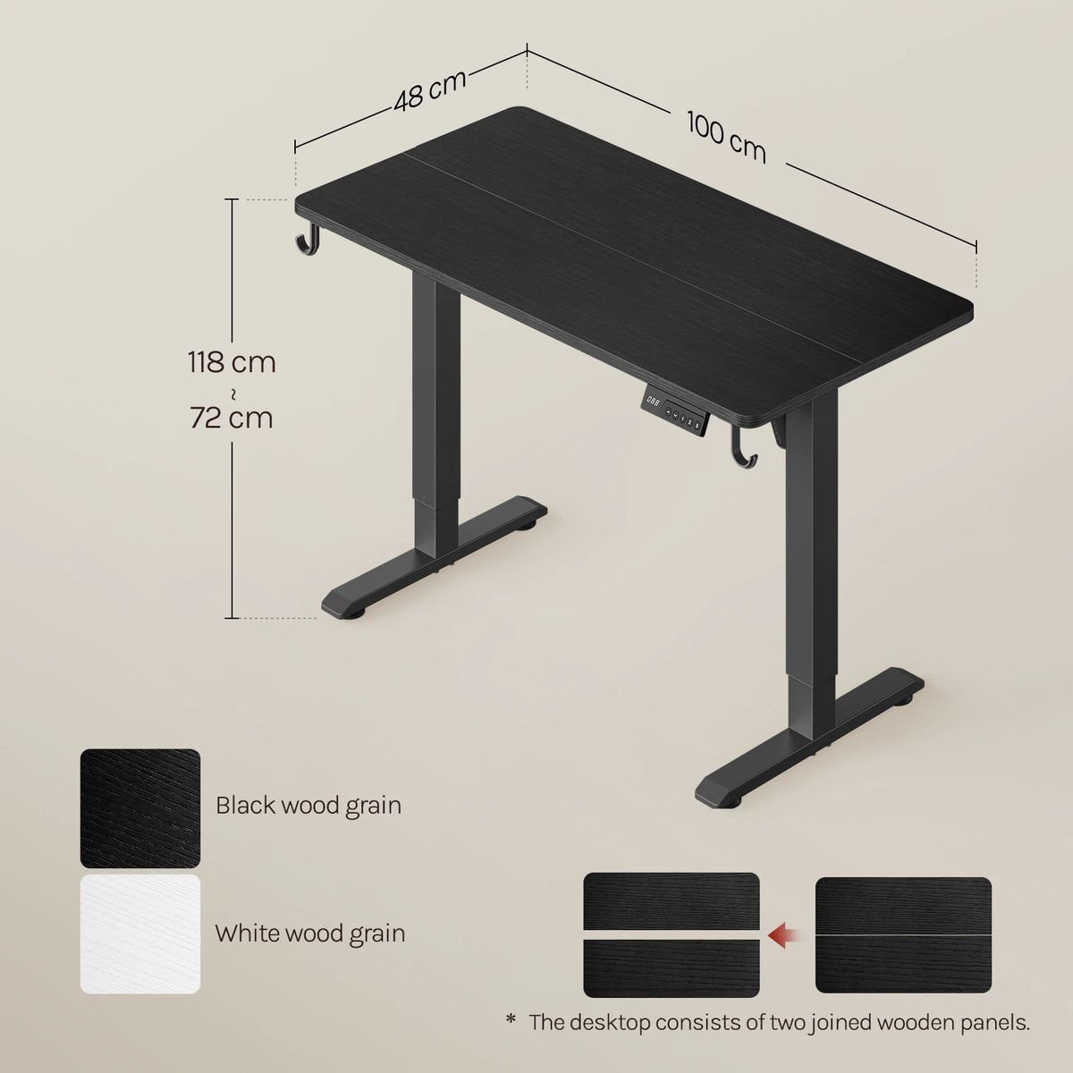 WOLTU Height-Adjustable Computer Desk Electric Gaming Table with 3 Memory Heights Collision Protection for Home Office Study