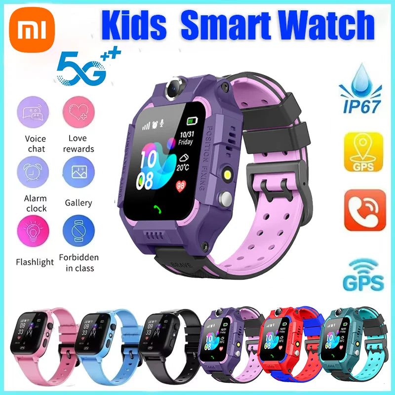XIAOMI 2026 Kids GPS Smart Watch 5G Location SIM Card SOS Smart Watch Camera Waterproof Watch Gift For Android Child Gift