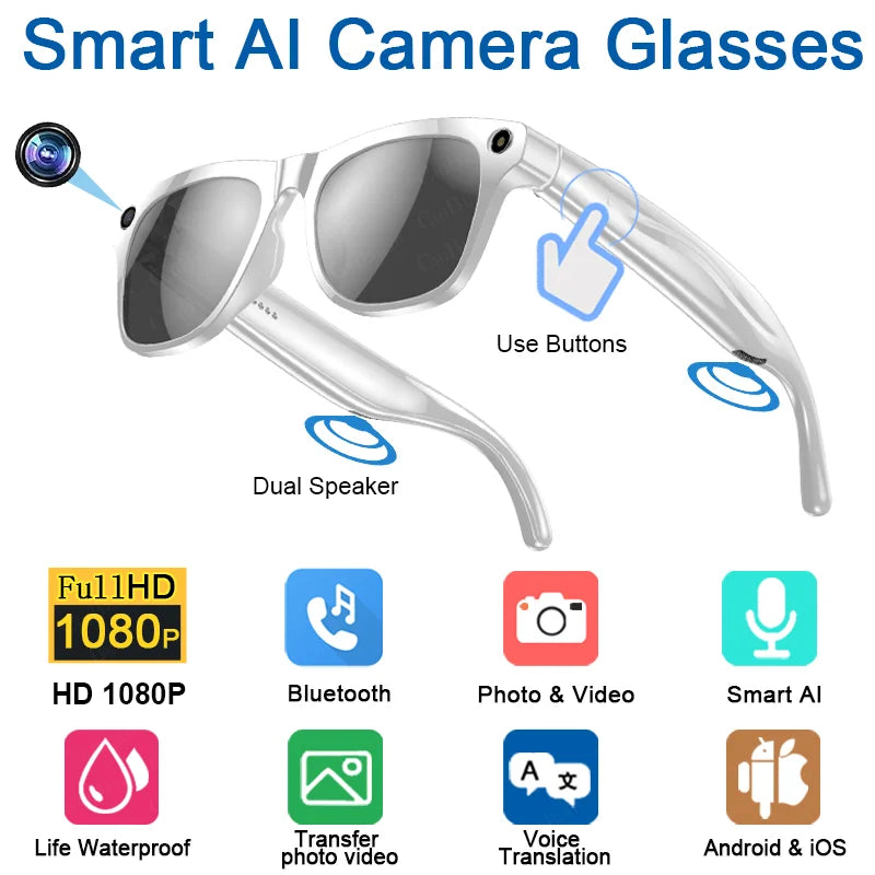 Xiaomi 4K HD AI Smart Glasses Chat GPT 100MP Camera Bluetooth Call 260Mah Battery Voice Assistant  Control Smart Glasses 2025