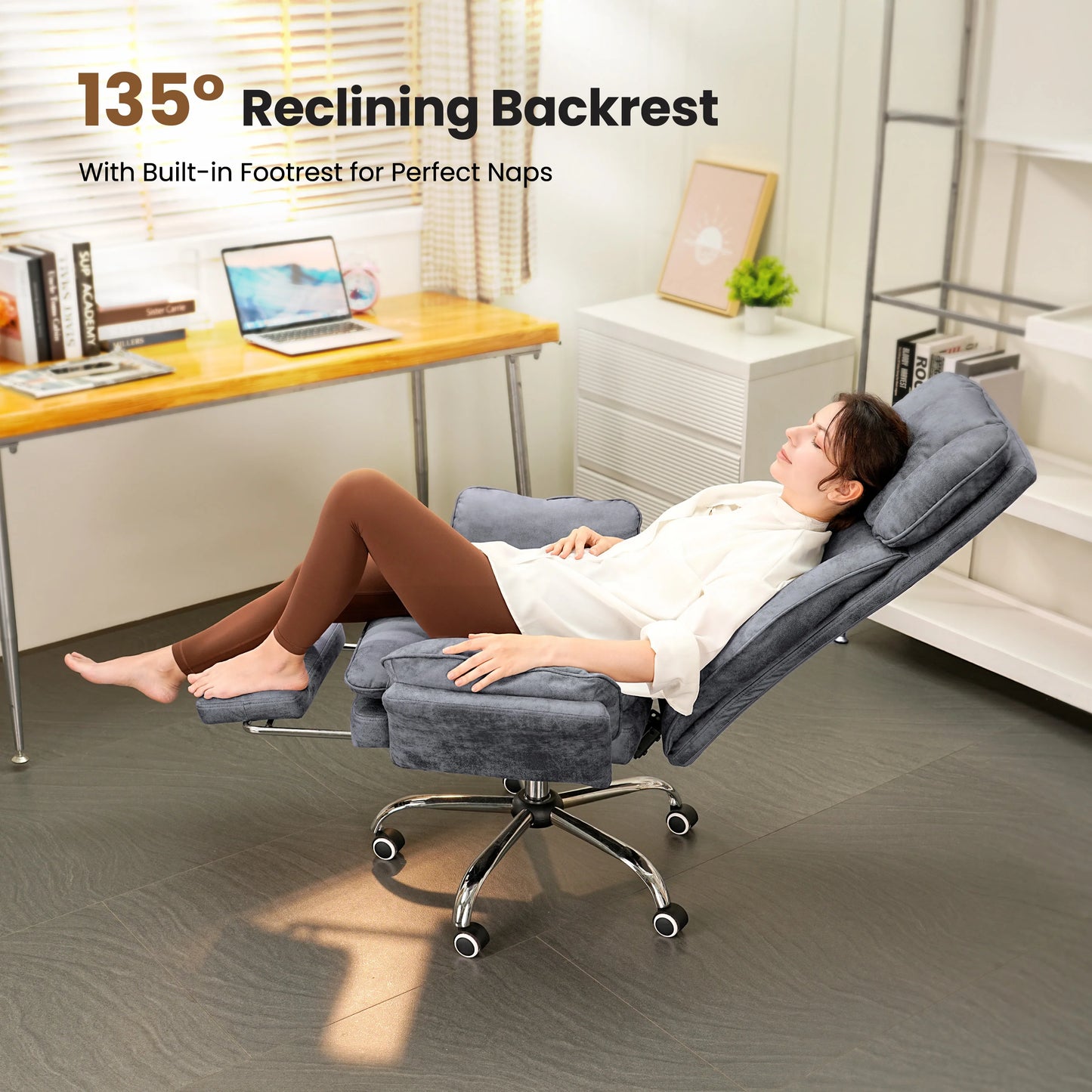 Big and Tall Office Chair,Flip Armrests for Pets & Cross Legged Sitting,Executive Ergonomic Computer Gaming Chair with Foot Rest