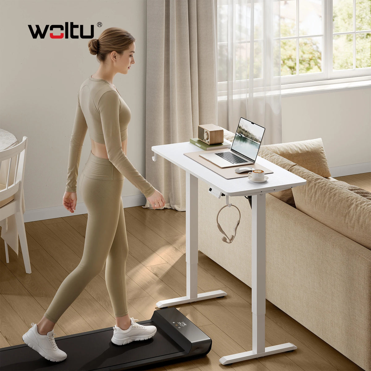 WOLTU Height-Adjustable Computer Desk Electric Gaming Table with 3 Memory Heights Collision Protection for Home Office Study