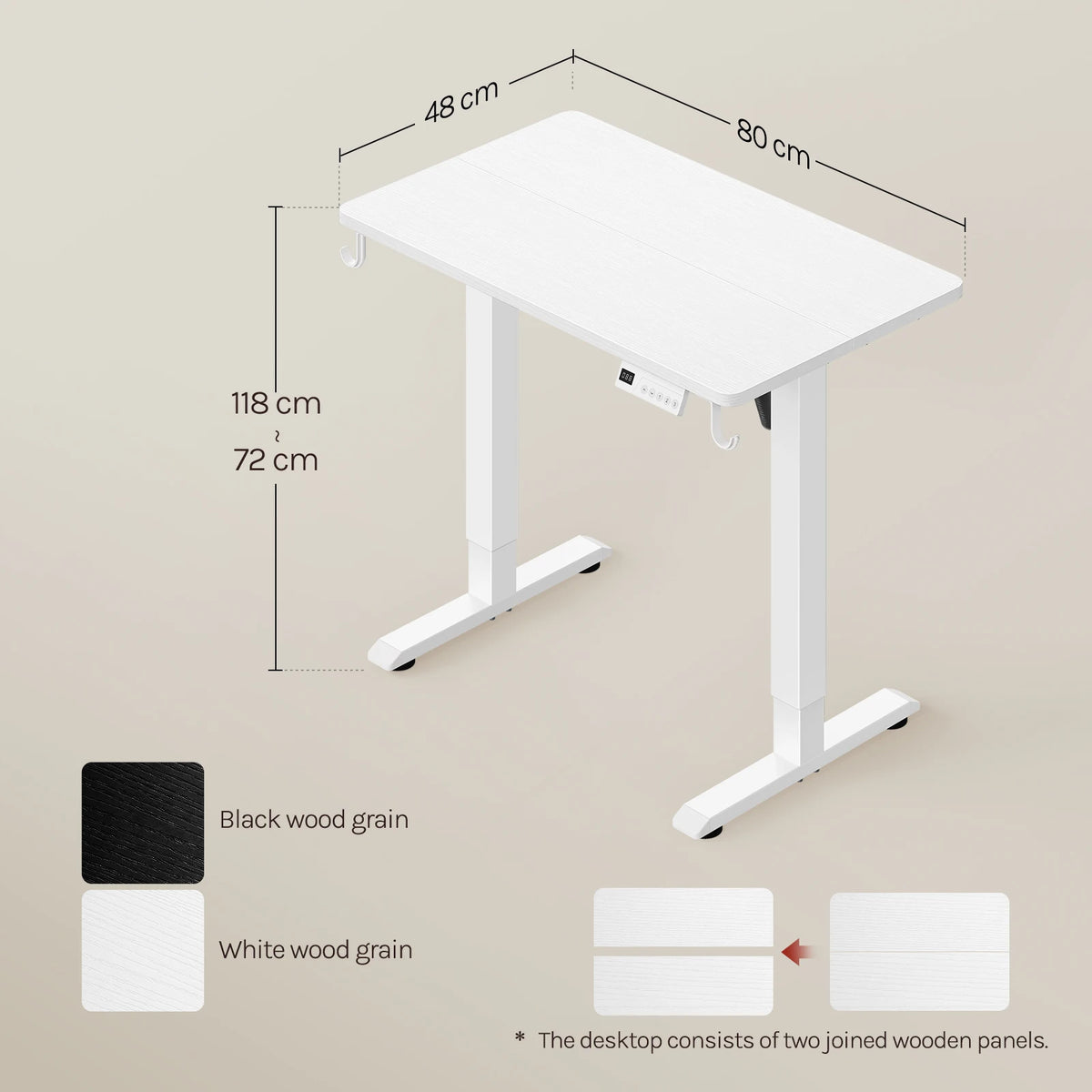 WOLTU Height-Adjustable Computer Desk Electric Gaming Table with 3 Memory Heights Collision Protection for Home Office Study