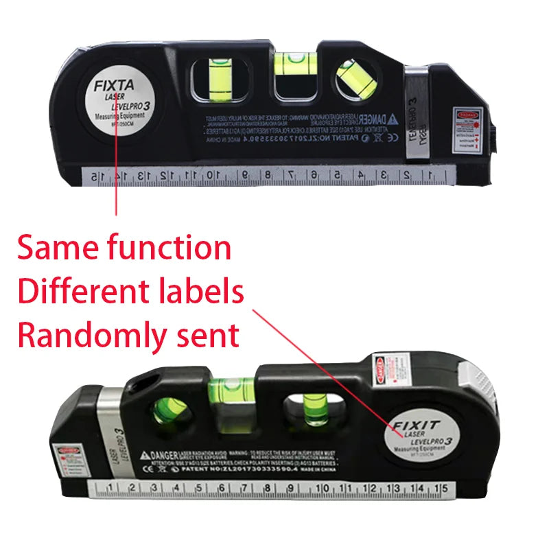 Laser Level Multipurpose Line Laser Leveler Tool Cross Line Lasers With 8FT 2.5M Standard Measure Tape and Metric Rulers