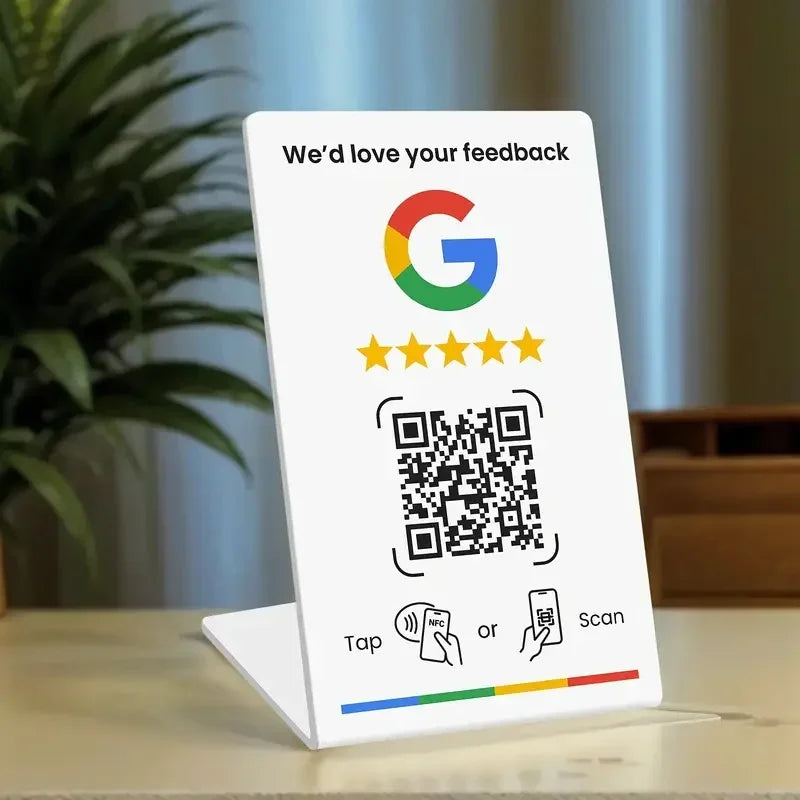 NFC215 Programmable QR Code for Google Review Card NFC Station Table 13.56Mhz Can Be Independently Set To Link Standing Card