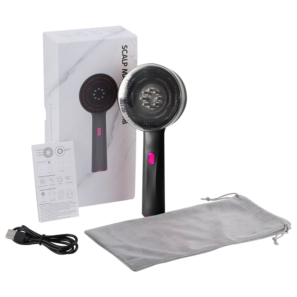Electric Massage Comb Shiatsu Kneading Scalp Massager 630nm Red Light Scalp Medicine Applicator Hair Care Comb Anti Hair Loss