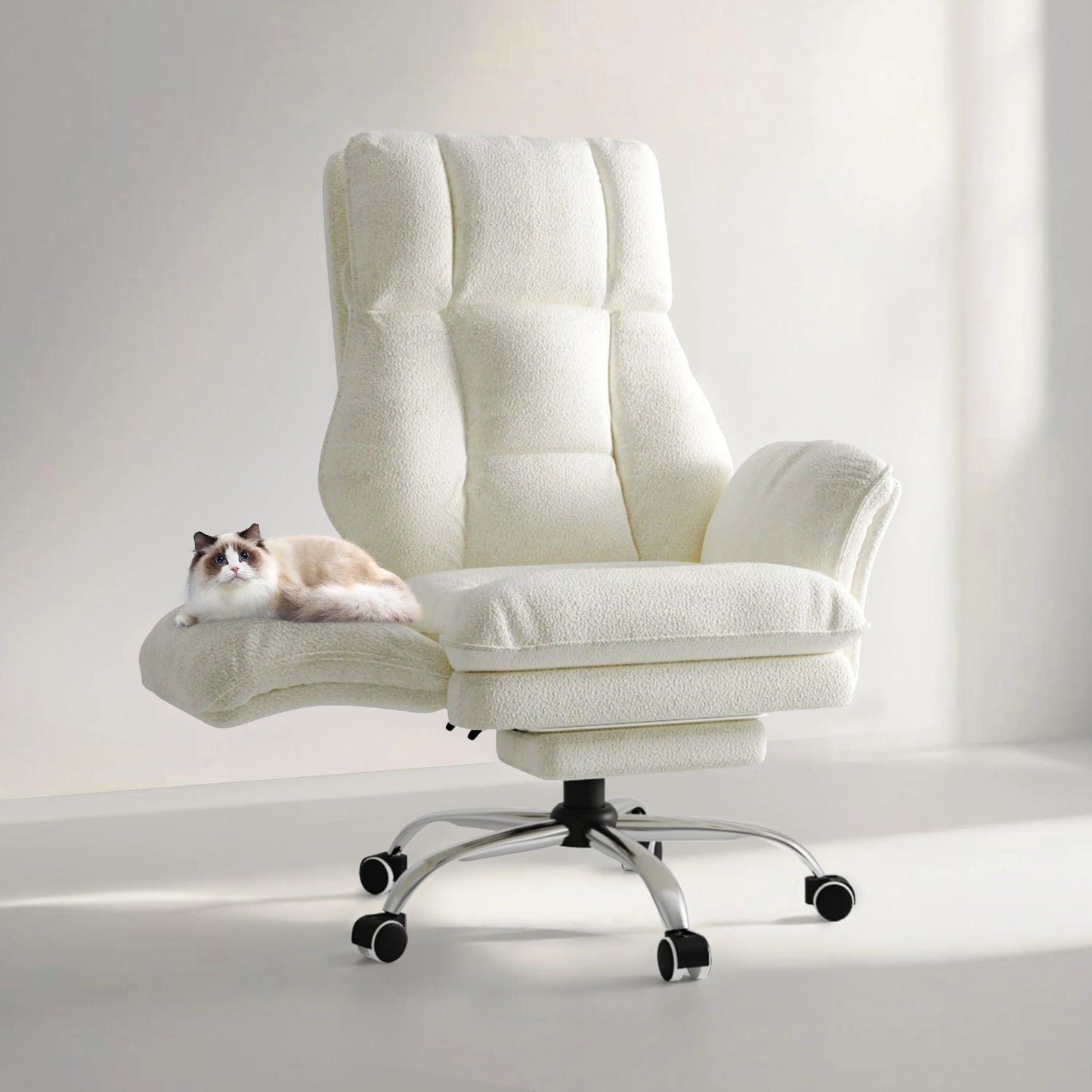 Big and Tall Office Chair,Flip Armrests for Pets & Cross Legged Sitting,Executive Ergonomic Computer Gaming Chair with Foot Rest