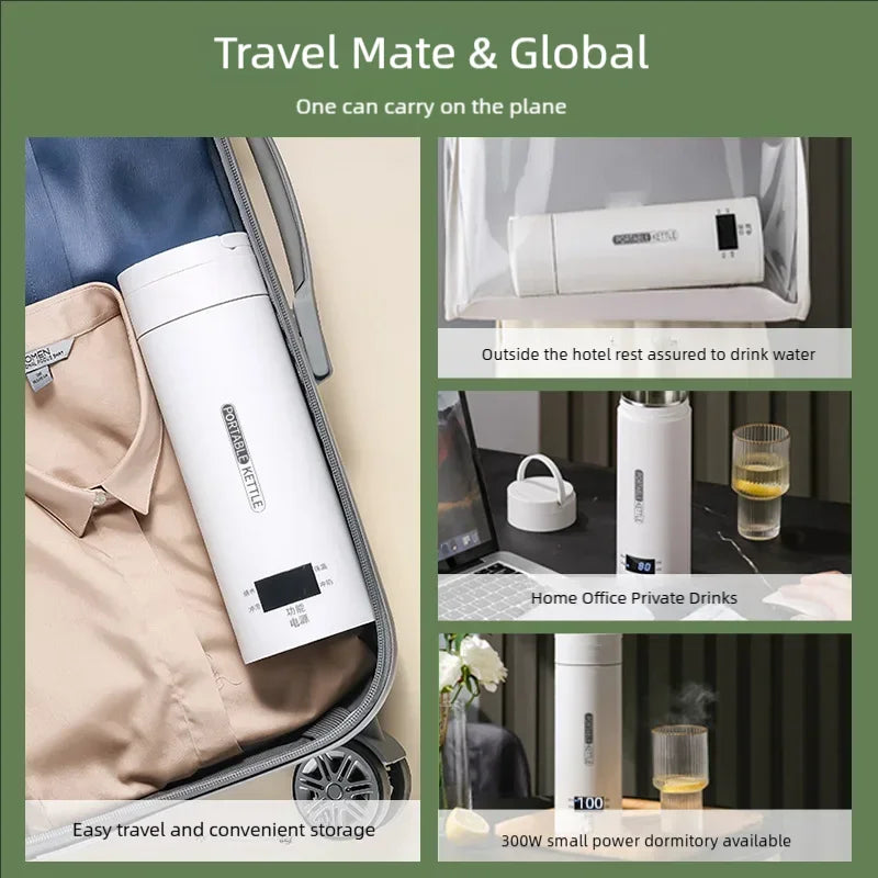 JFBONIN Electric Kettles Portable Tea Coffee Kettle Travel Boil Water Thermal Cup Anti-Scald Water Bottle