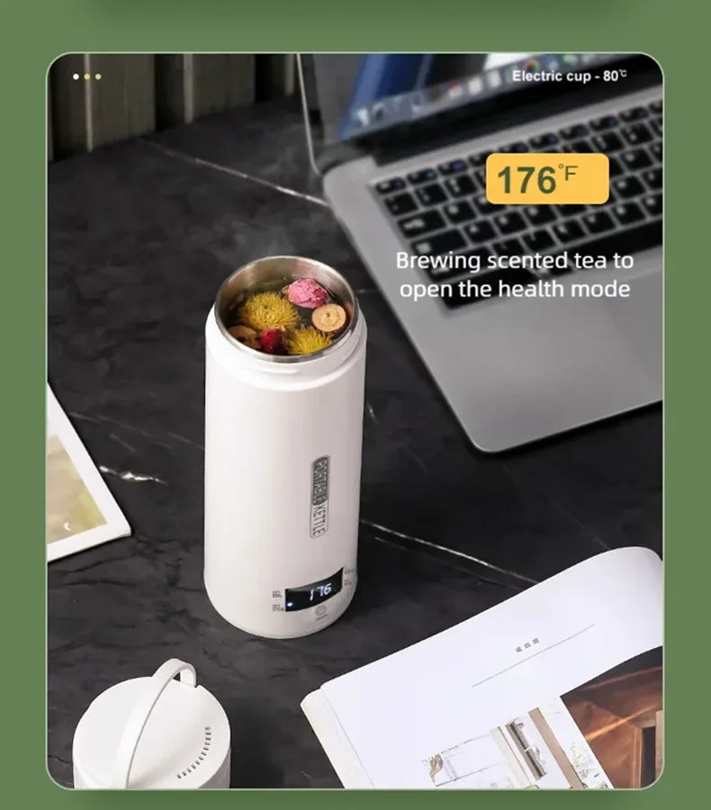 JFBONIN Electric Kettles Portable Tea Coffee Kettle Travel Boil Water Thermal Cup Anti-Scald Water Bottle