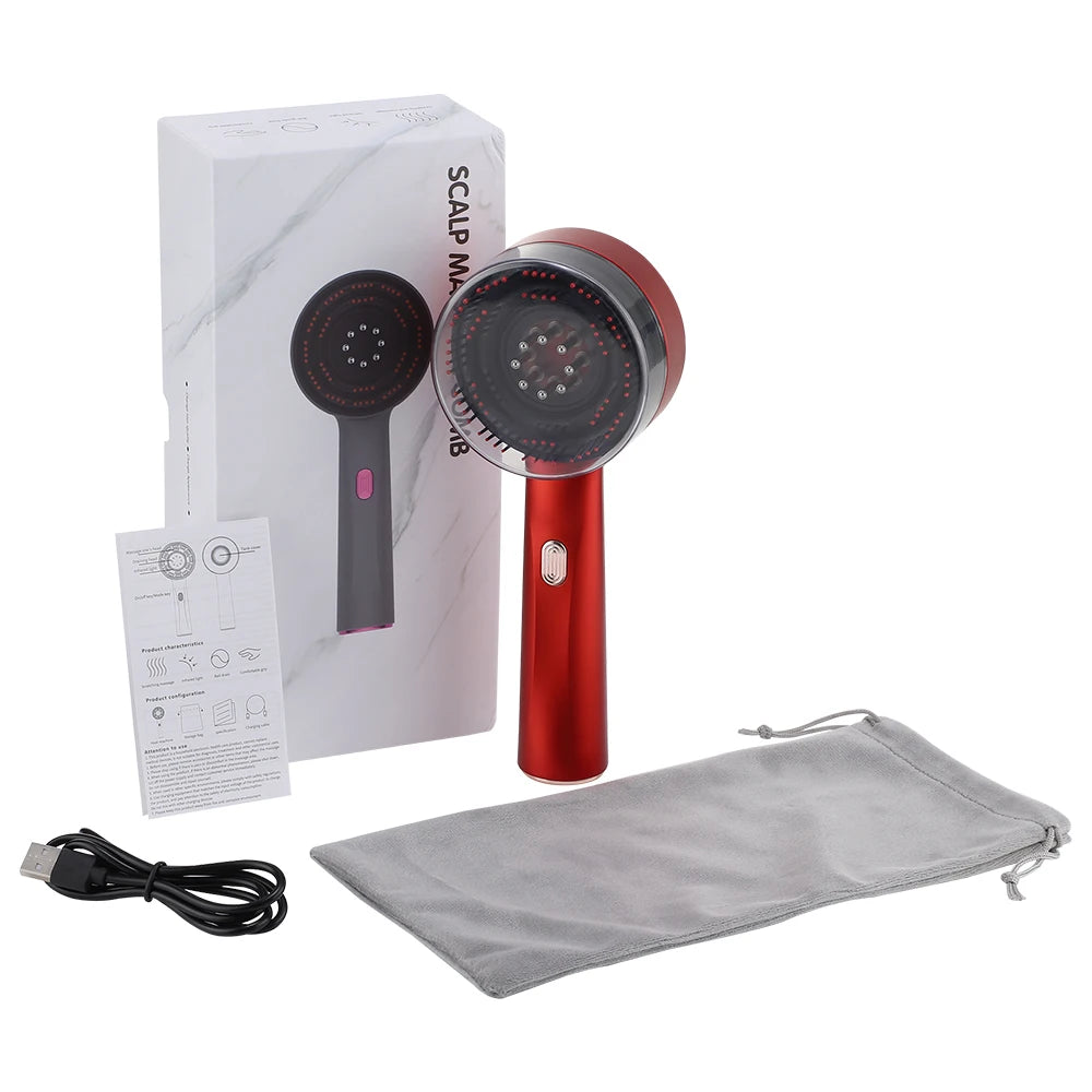 Electric Massage Comb Shiatsu Kneading Scalp Massager 630nm Red Light Scalp Medicine Applicator Hair Care Comb Anti Hair Loss