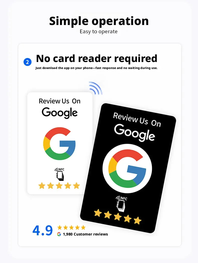 100Pcs Black Premium Wear‑Resistant Matte Finish Reusable Google Review Tap NFC Card Programmable NFC Tap Card User‑Friendly