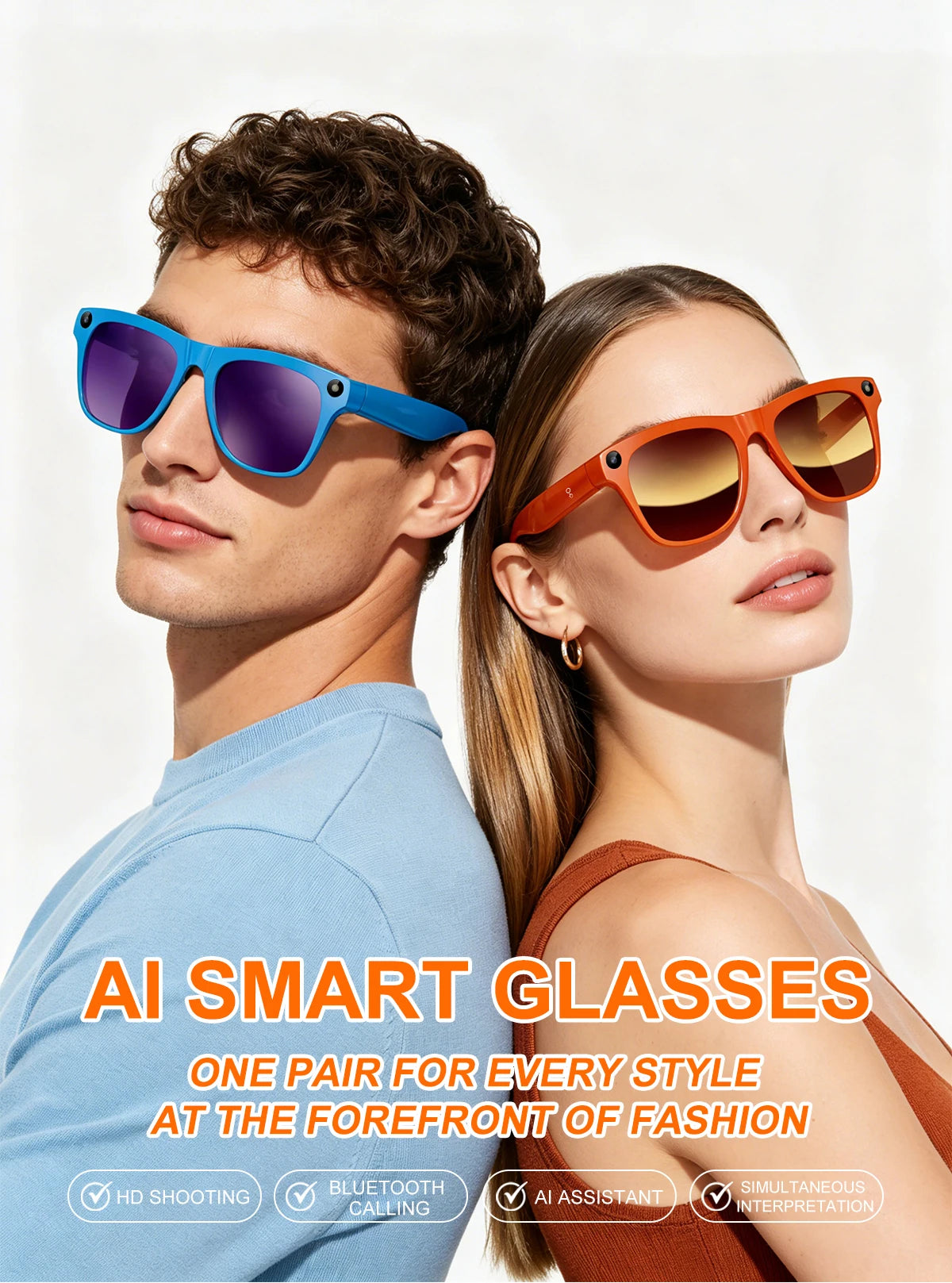 Lenovo Upgrade Smart AI Glasses 800W HD 8K Shooting Camera Photo Video Voice Call Translation Bluetooth AI Motorcycleg Renovator
