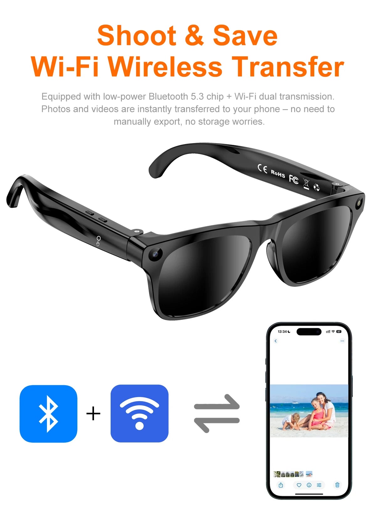 Lenovo Upgrade Smart AI Glasses 800W HD 8K Shooting Camera Photo Video Voice Call Translation Bluetooth AI Motorcycleg Renovator