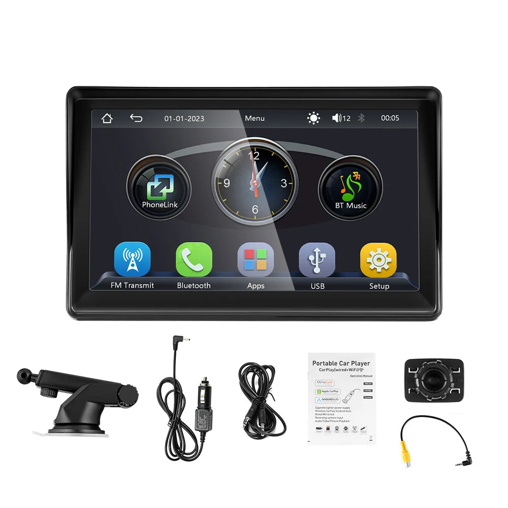 Car Radio 7 Inch Wireless CarPlay Android Auto Portable Car Stereo Multimedia Player With FM Transmitter BT WiFi AUX USB Screen