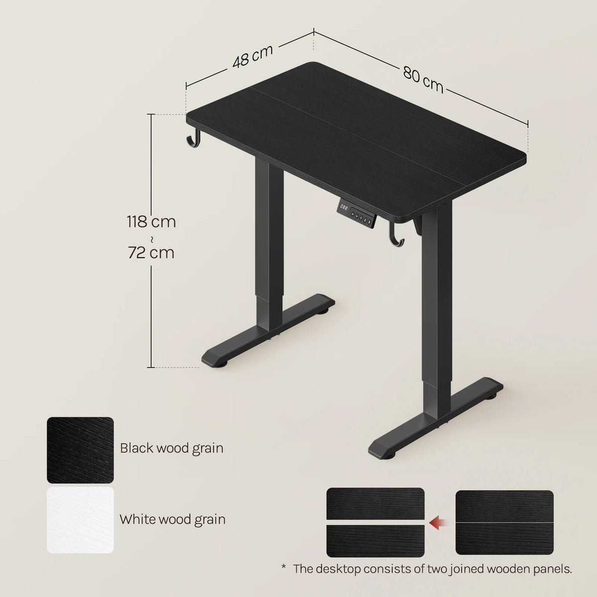 WOLTU Height-Adjustable Computer Desk Electric Gaming Table with 3 Memory Heights Collision Protection for Home Office Study
