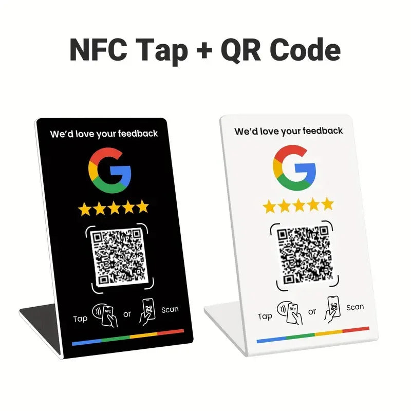 NFC215 Programmable QR Code for Google Review Card NFC Station Table 13.56Mhz Can Be Independently Set To Link Standing Card