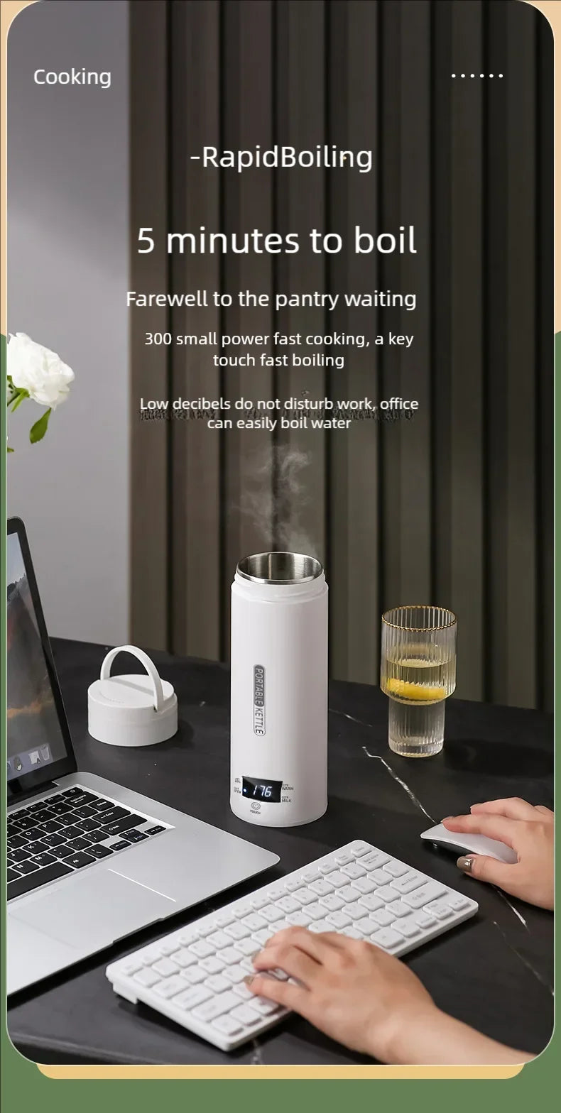 JFBONIN Electric Kettles Portable Tea Coffee Kettle Travel Boil Water Thermal Cup Anti-Scald Water Bottle