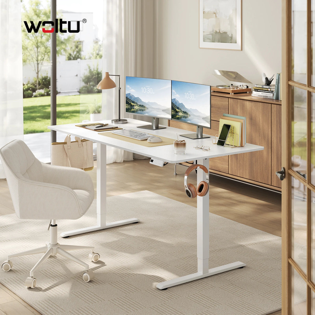 WOLTU Height-Adjustable Computer Desk Electric Gaming Table with 3 Memory Heights Collision Protection for Home Office Study