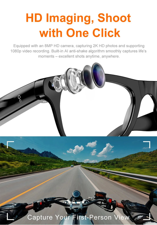 Lenovo Upgrade Smart AI Glasses 800W HD 8K Shooting Camera Photo Video Voice Call Translation Bluetooth AI Motorcycleg Renovator