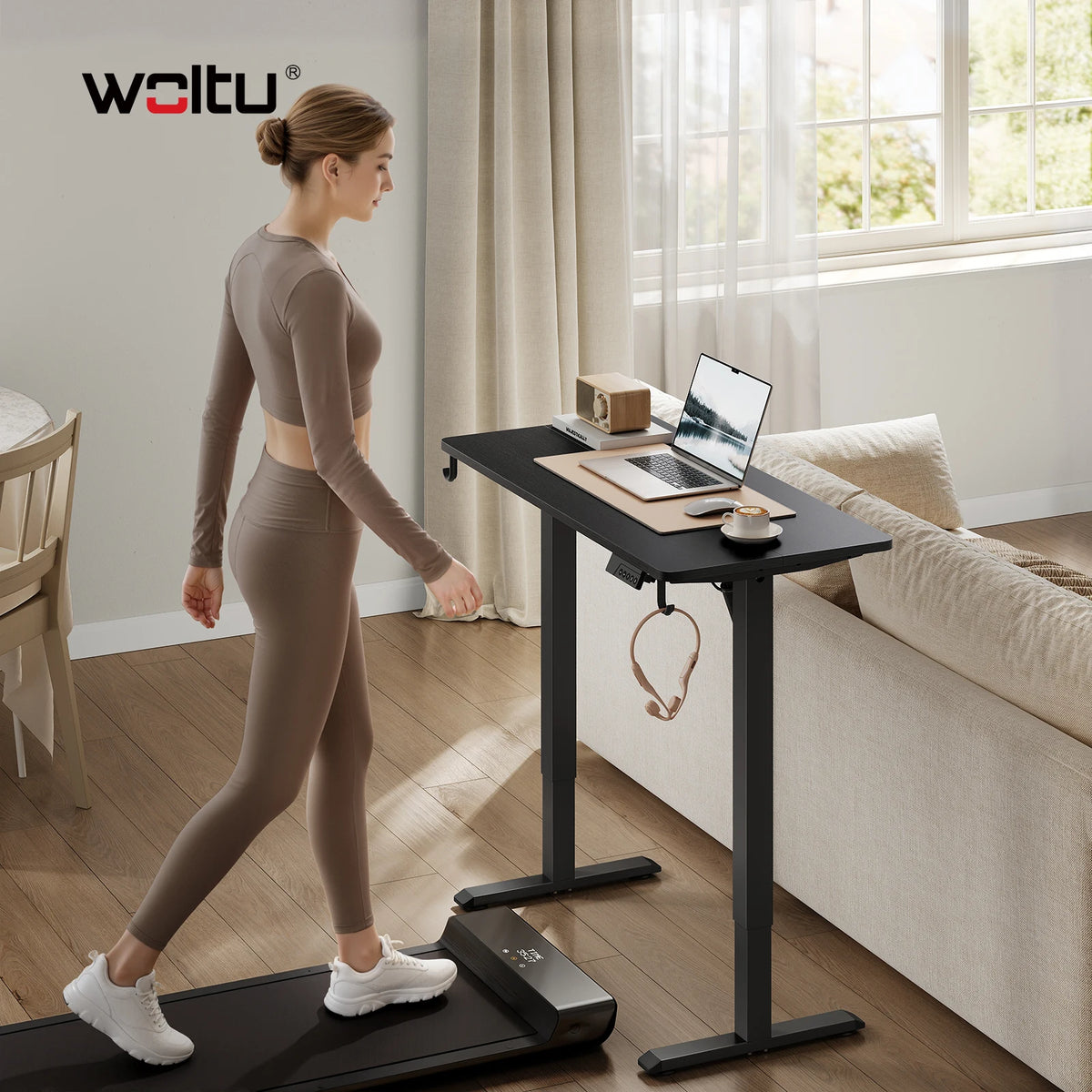 WOLTU Height-Adjustable Computer Desk Electric Gaming Table with 3 Memory Heights Collision Protection for Home Office Study