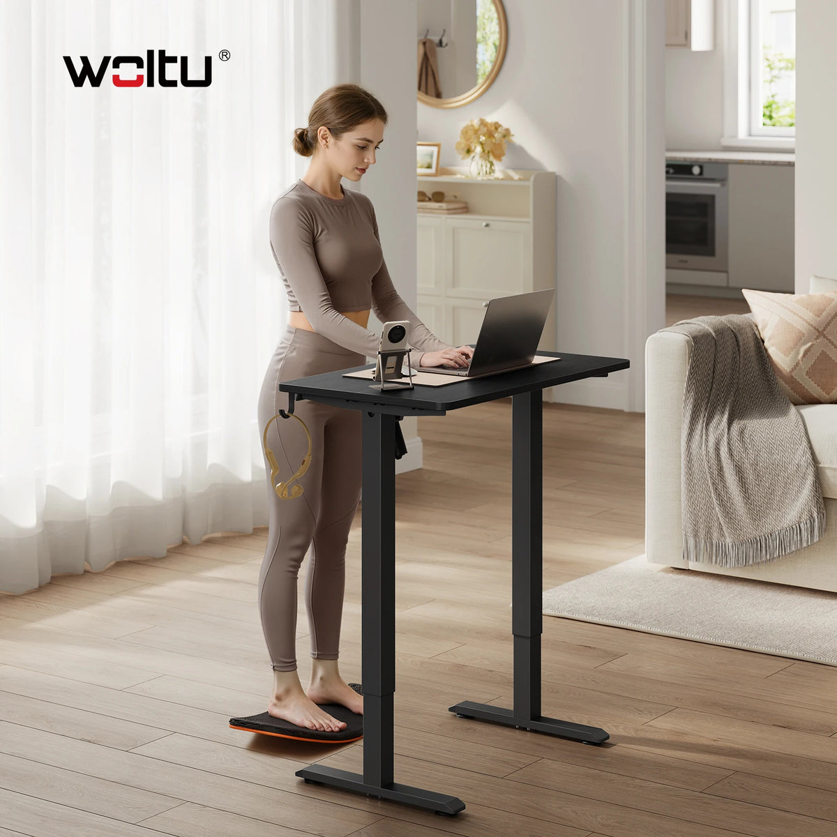 WOLTU Height-Adjustable Computer Desk Electric Gaming Table with 3 Memory Heights Collision Protection for Home Office Study
