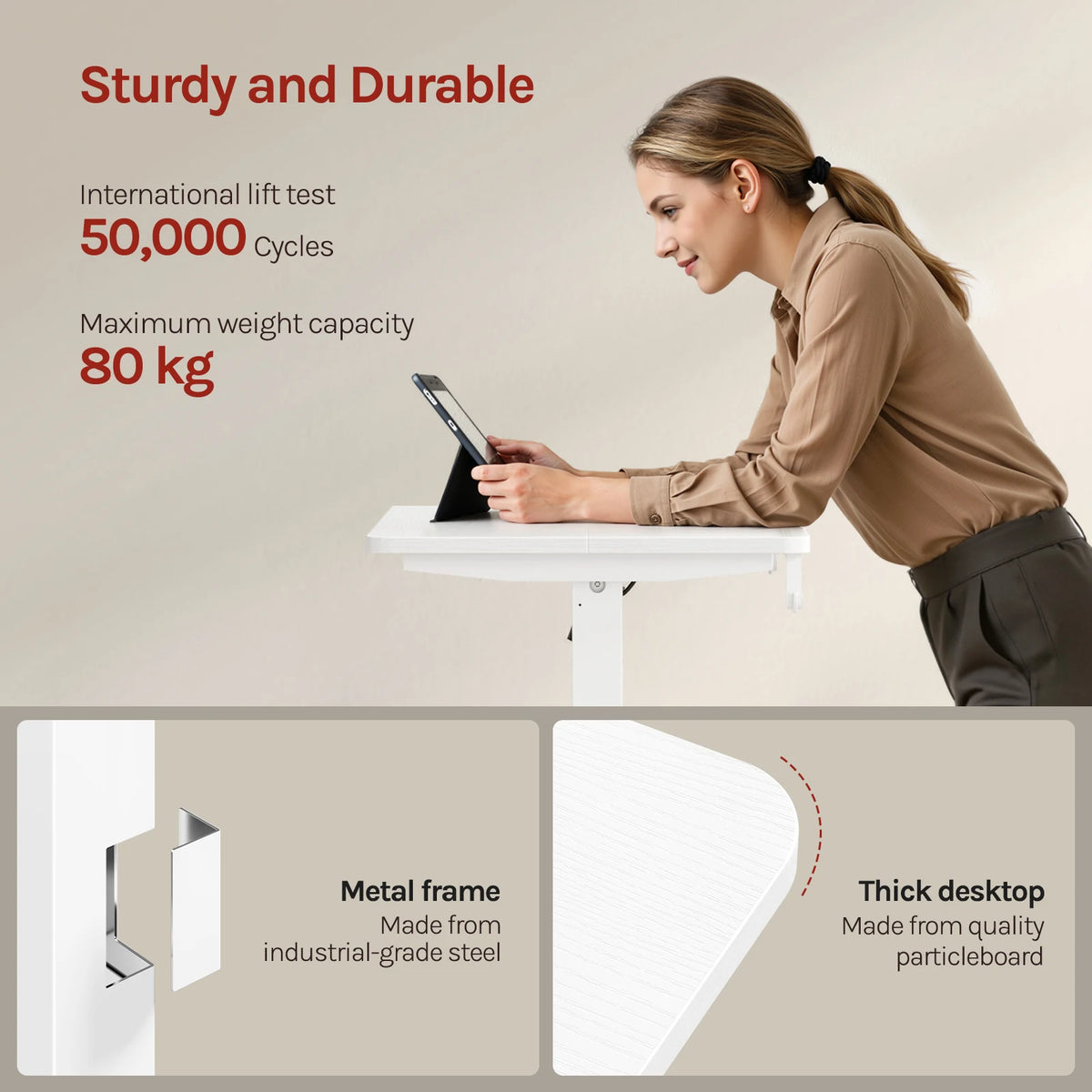 WOLTU Height-Adjustable Computer Desk Electric Gaming Table with 3 Memory Heights Collision Protection for Home Office Study