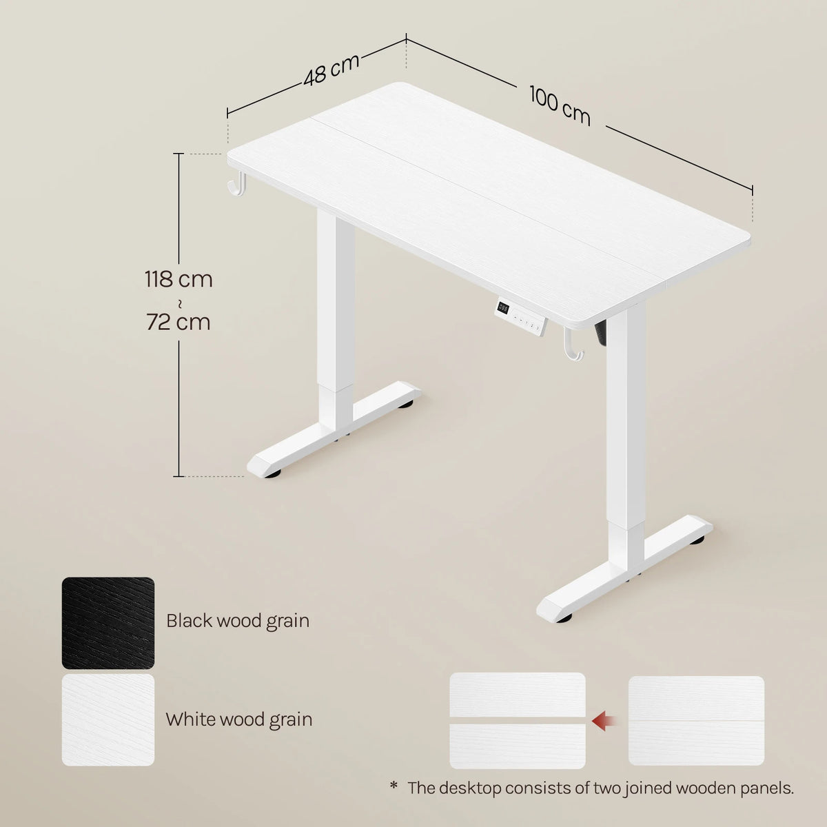WOLTU Height-Adjustable Computer Desk Electric Gaming Table with 3 Memory Heights Collision Protection for Home Office Study