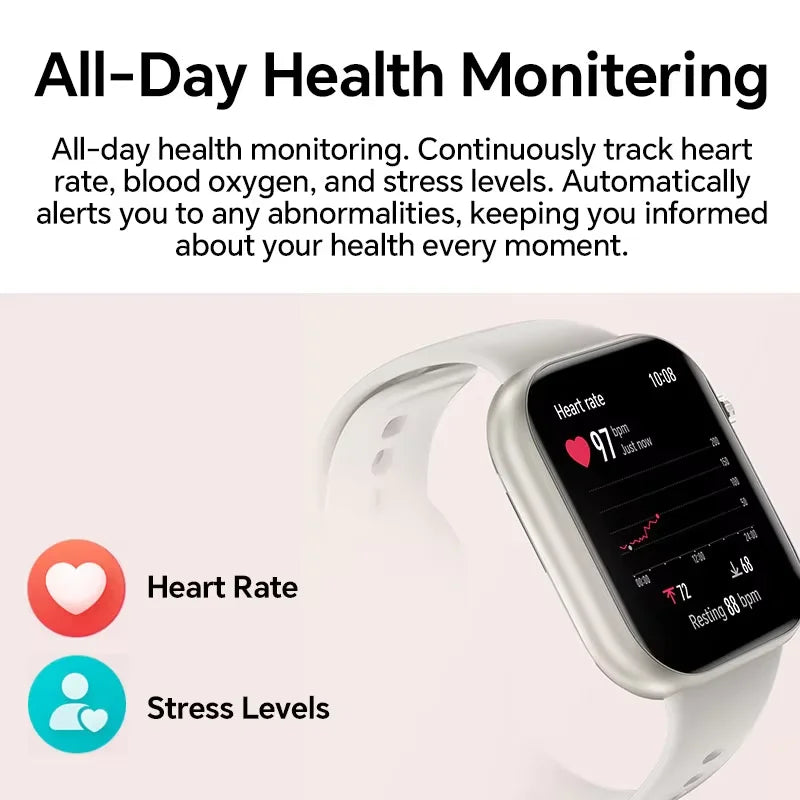 HONOR Choice Watch 2i, Smart Watch Bluetooth Calling, 1.85 Inch AMOLED, 14 Day Readiness, Spo2, 1ATM, IP68, White/Black