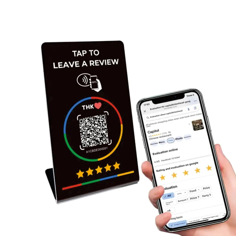 NFC215 Programmable QR Code for Google Review Card NFC Station Table 13.56Mhz Can Be Independently Set To Link Standing Card