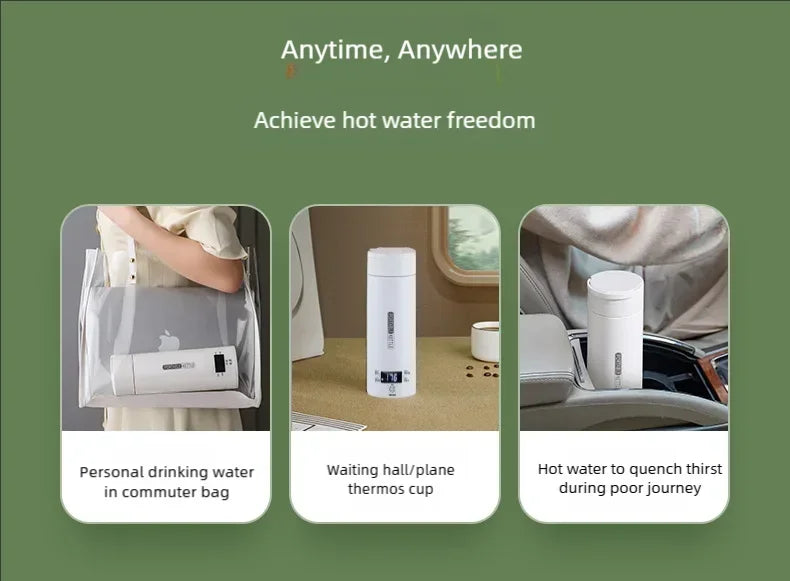 JFBONIN Electric Kettles Portable Tea Coffee Kettle Travel Boil Water Thermal Cup Anti-Scald Water Bottle