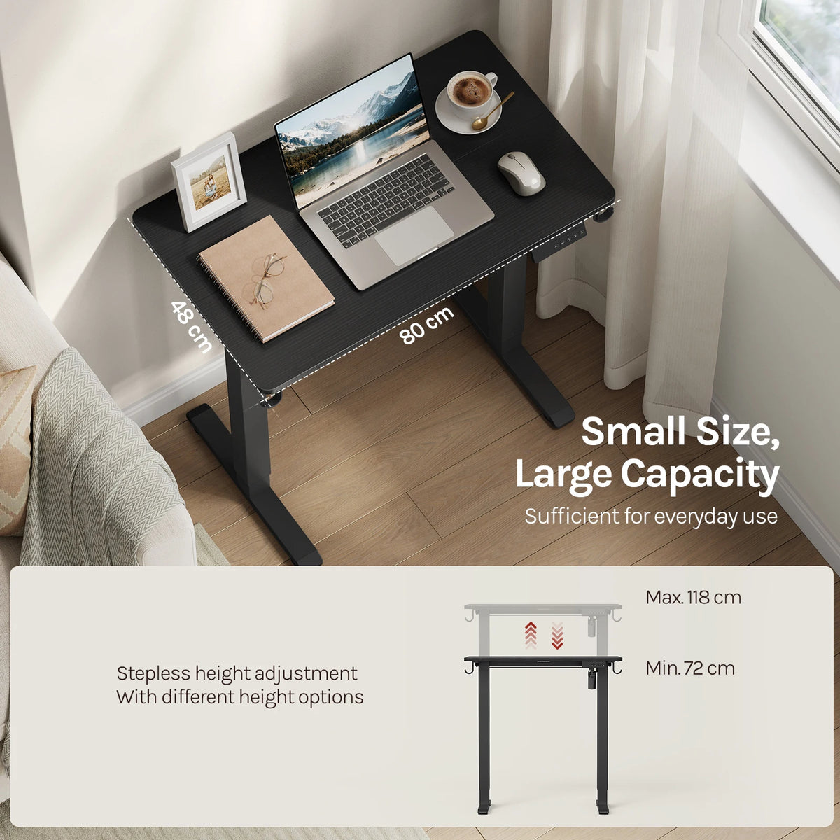WOLTU Height-Adjustable Computer Desk Electric Gaming Table with 3 Memory Heights Collision Protection for Home Office Study