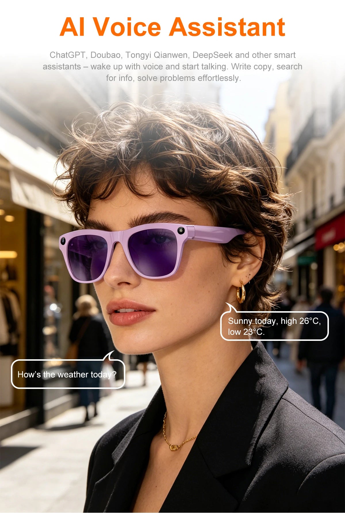 Lenovo Upgrade Smart AI Glasses 800W HD 8K Shooting Camera Photo Video Voice Call Translation Bluetooth AI Motorcycleg Renovator