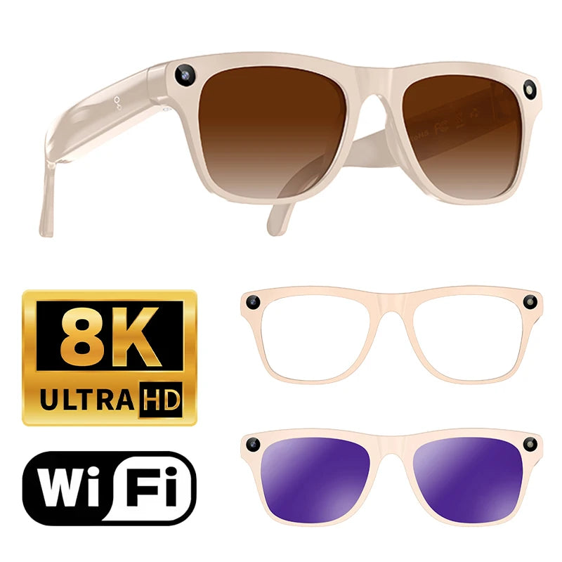 Lenovo Upgrade Smart AI Glasses 800W HD 8K Shooting Camera Photo Video Voice Call Translation Bluetooth AI Motorcycleg Renovator