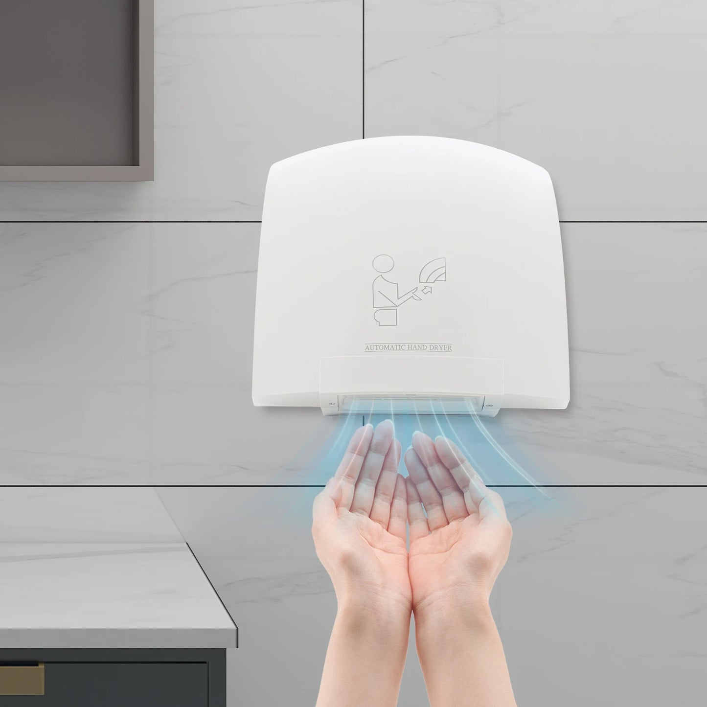 Automatic Infrared Sensor Hand Dryer 1200W High-Speed Dual-Temp ABS Commercial Bathroom Dryer with Safety Protections