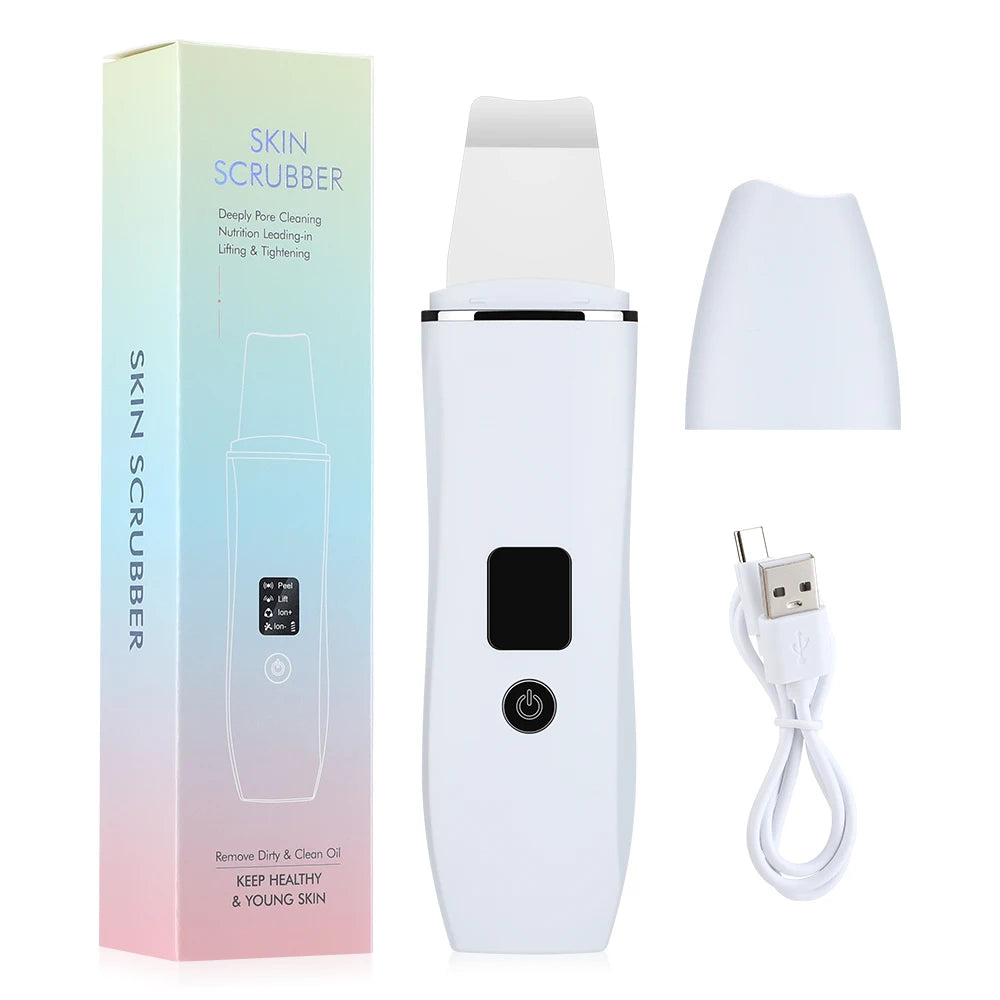 Ultrasonic Skin Scrubber Peeling Blackhead Remover Deep Face Cleaning Ultrasonic Ion Acne Pore Cleaner Facial Shovel  Scrubber