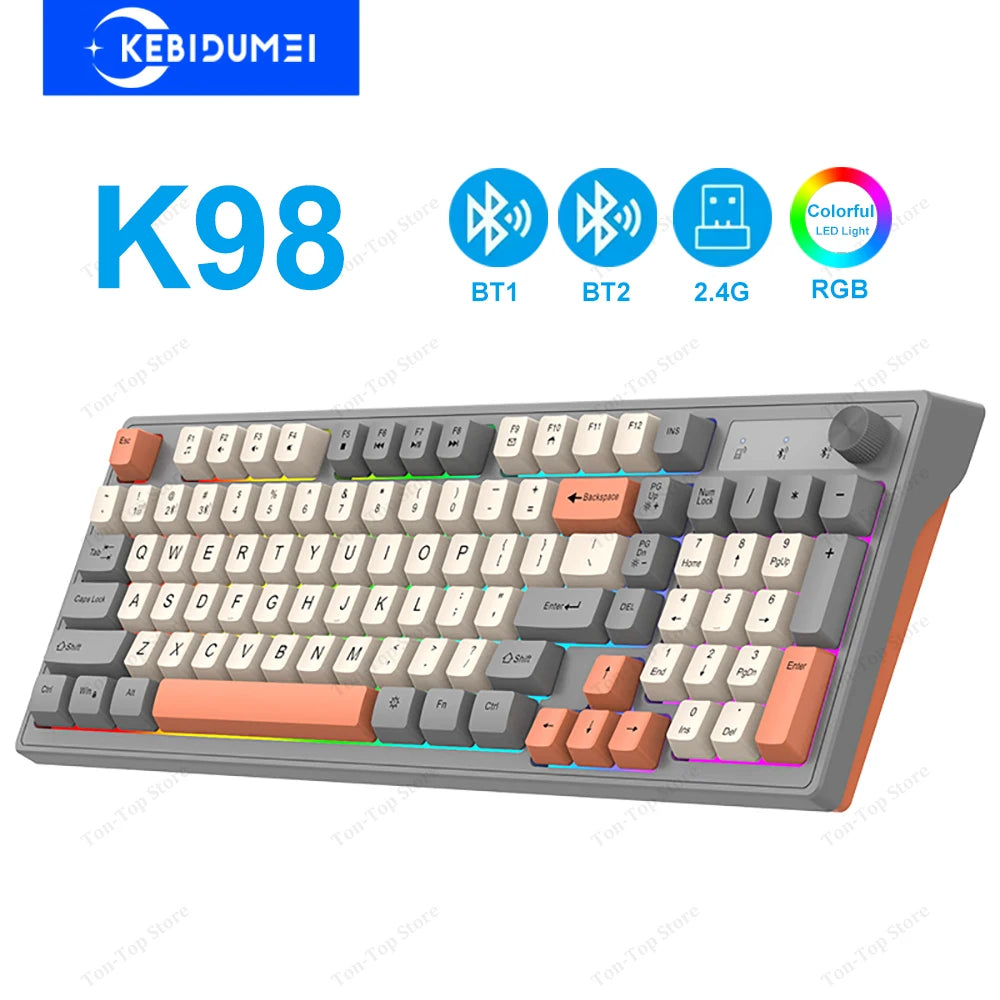 Dual Bluetooth Keyboard Dual-Mode BT/2.4G Wireless Keyboard RGB Backlit Rechargeable Keyboard Gaming Keyboard For Laptop Tablet
