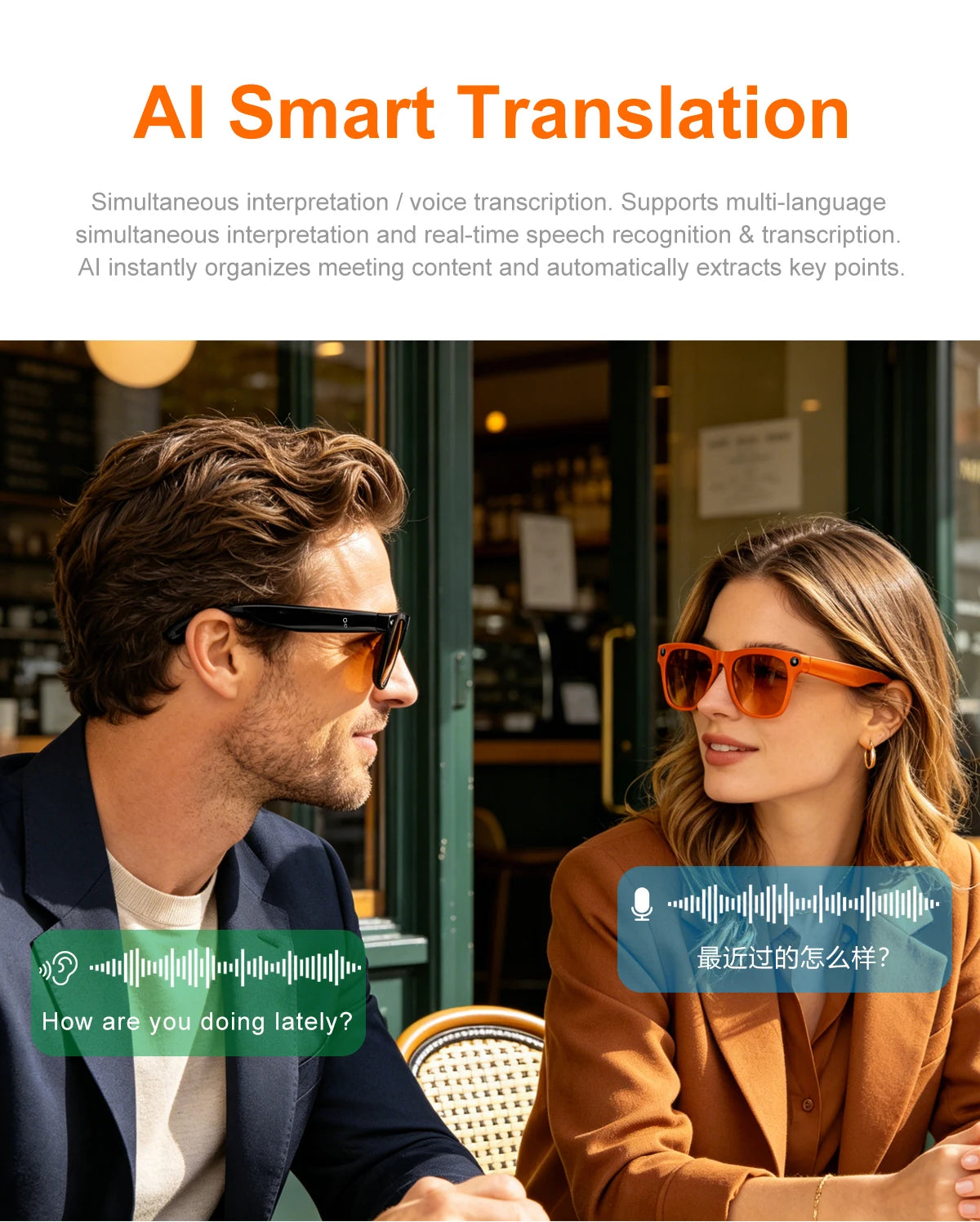 Lenovo Upgrade Smart AI Glasses 800W HD 8K Shooting Camera Photo Video Voice Call Translation Bluetooth AI Motorcycleg Renovator
