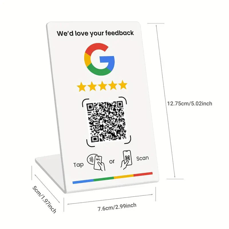 NFC215 Programmable QR Code for Google Review Card NFC Station Table 13.56Mhz Can Be Independently Set To Link Standing Card