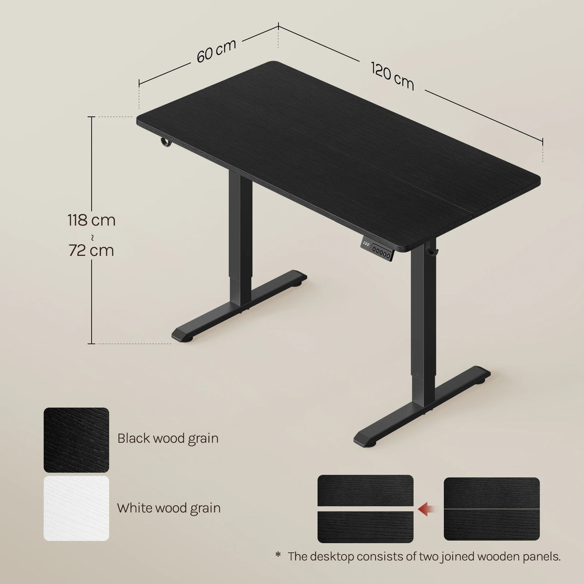 WOLTU Height-Adjustable Computer Desk Electric Gaming Table with 3 Memory Heights Collision Protection for Home Office Study