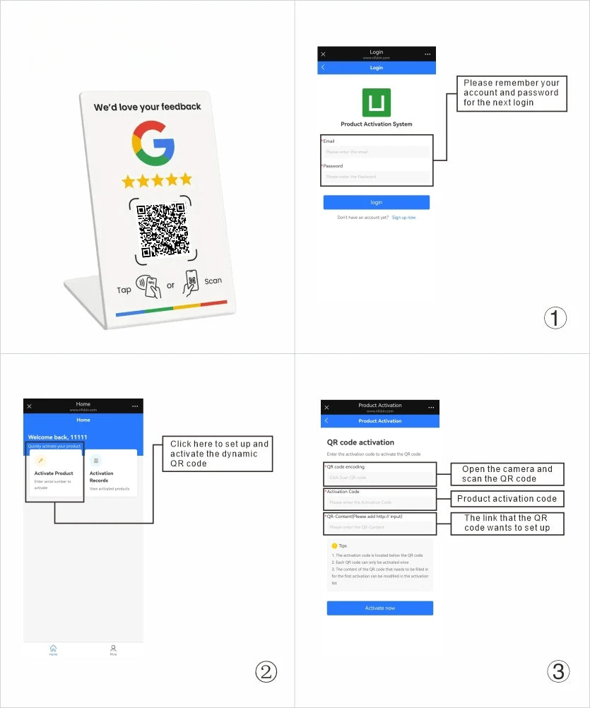 NFC215 Programmable QR Code for Google Review Card NFC Station Table 13.56Mhz Can Be Independently Set To Link Standing Card