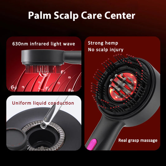 Electric Massage Comb Shiatsu Kneading Scalp Massager 630nm Red Light Scalp Medicine Applicator Hair Care Comb Anti Hair Loss