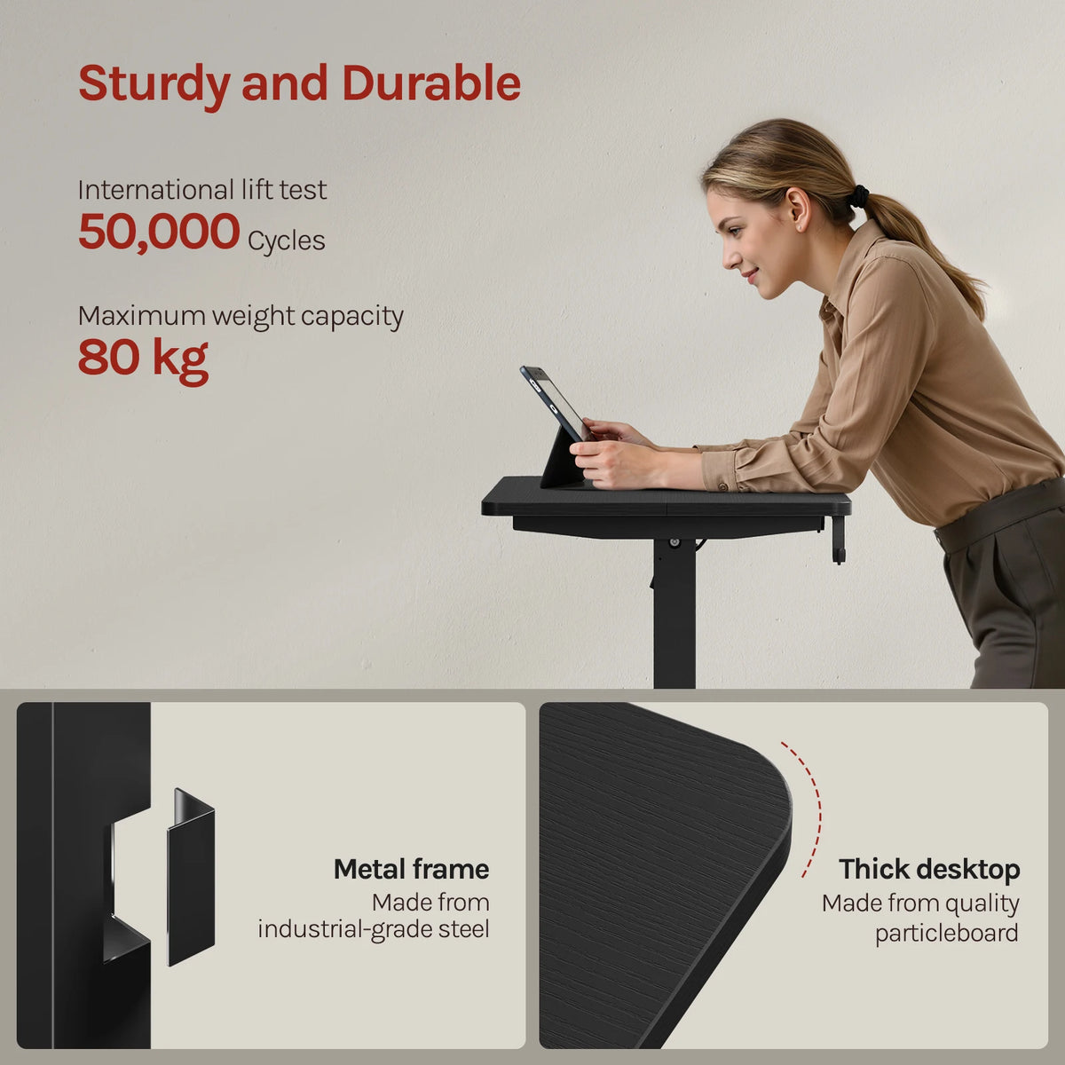 WOLTU Height-Adjustable Computer Desk Electric Gaming Table with 3 Memory Heights Collision Protection for Home Office Study