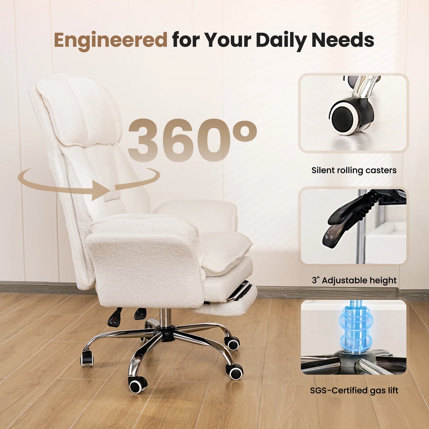 Big and Tall Office Chair,Flip Armrests for Pets & Cross Legged Sitting,Executive Ergonomic Computer Gaming Chair with Foot Rest
